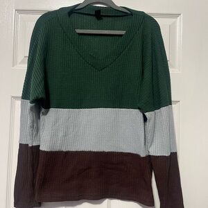 SHEIN V-Neck Sweater - Forest Green, Light Gray, Chocolate Brown
